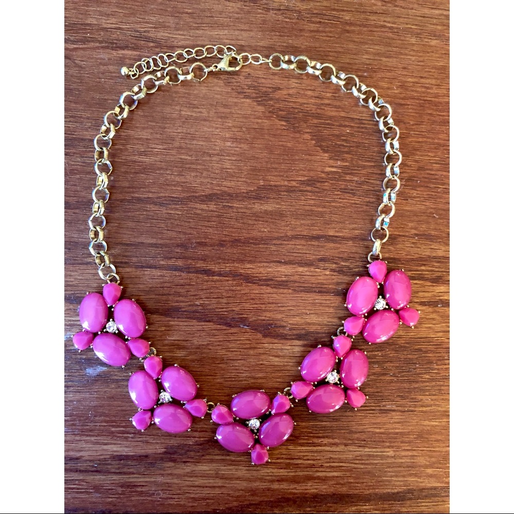 Hot pink and rhinestone statement necklace